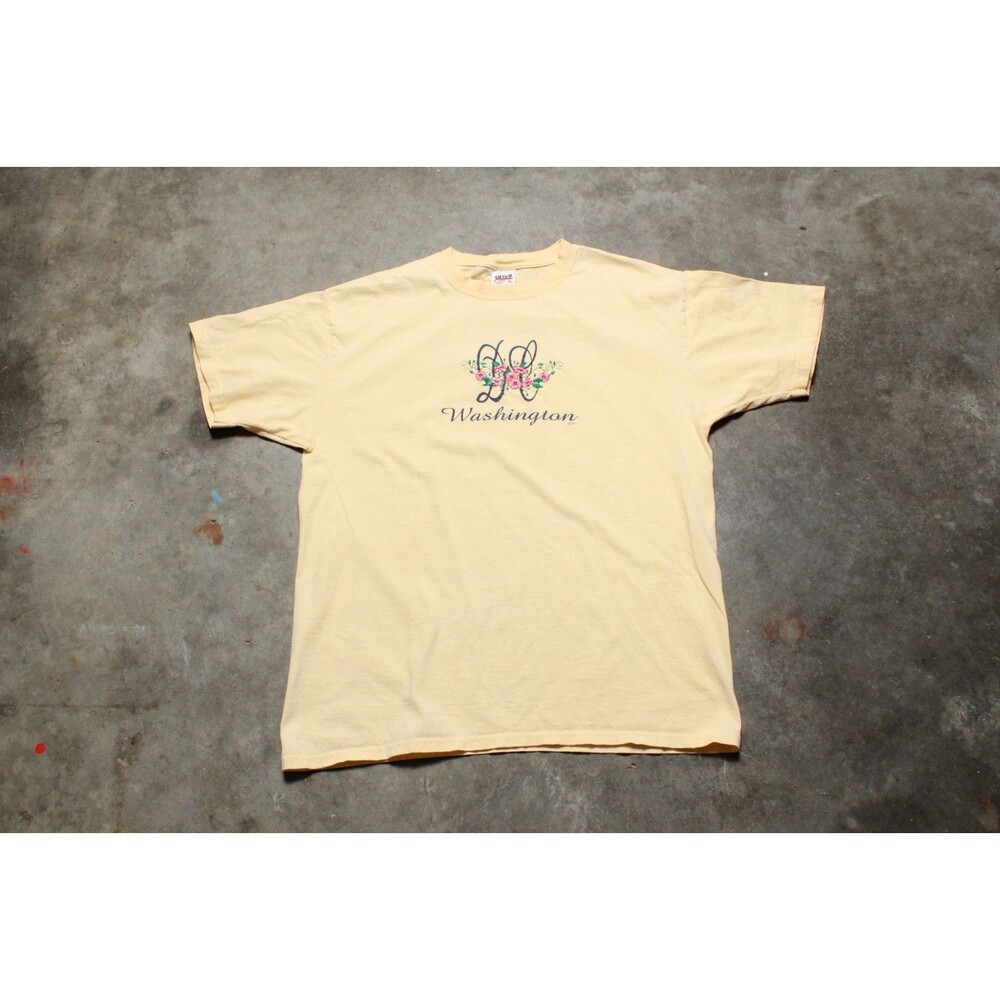 Vintage 1990s Washington DC Embroidered Floral T-Shirt - XL